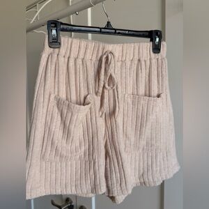 SHEIN Ribbed Knit Shorts - Cream